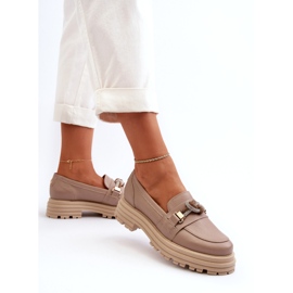 Damenleder -Ladung mit einer Verzierung von Laura Messi 2780 dunkles Beige 2