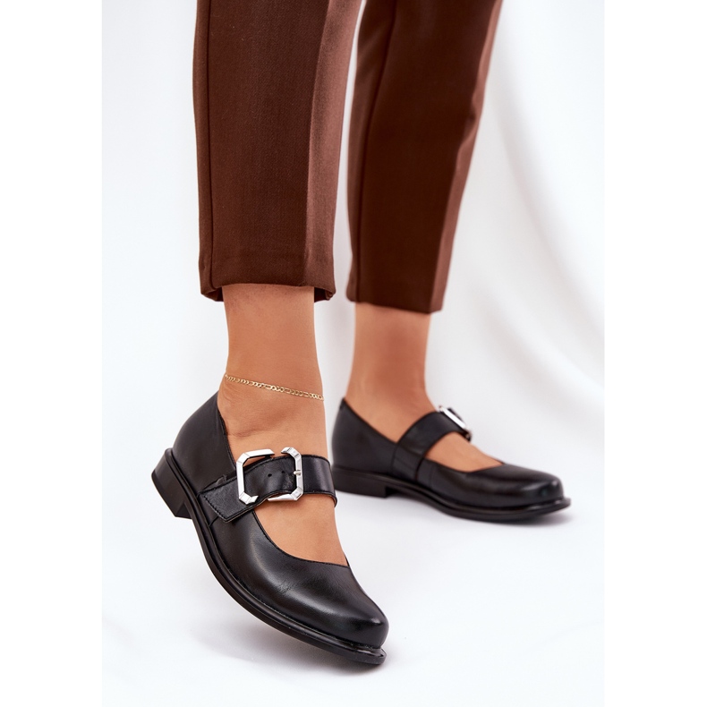 Damen -Lederschuhe mit Laura Messi 2980 Black Clamp schwarz 2