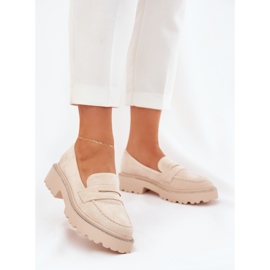 Frauen -Öko -Moccasins mit Zirkonen beige 2
