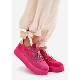 Frauen -Sneaker auf der Plattform mit Teddy Bear Fuchsia rosa 1