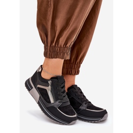 Frauensportschuhe mit Reißverschluss auf der Plattform schwarz 1