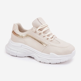 Sneakers Damen -Sportschuhe auf einer dicken beige Sohle 4
