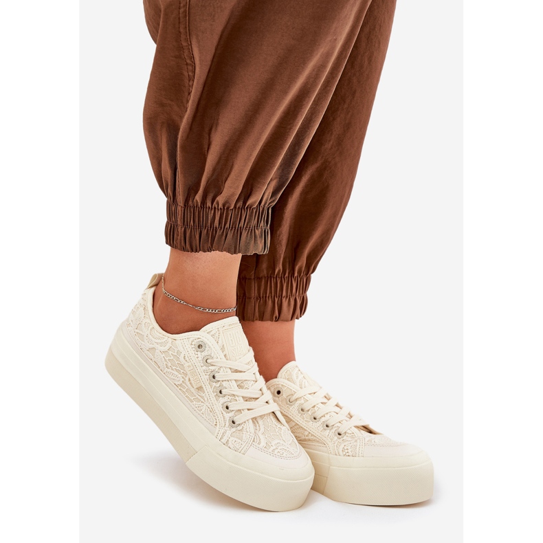 Big Star RR274746 Damen -Spitzen -Sneaker für Frauen beige 1