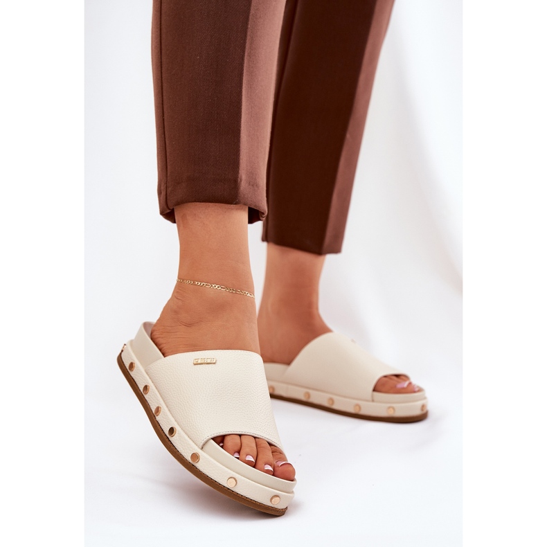 Damenflip Flops auf der Plattform mit Big Star RR274215 Beige 2