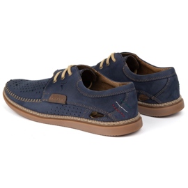 Olivier Herren Leder -Schnüre -Sommerschuhe 206L mit blauer Perforation 5
