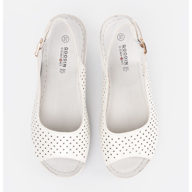 Goodin Weiße offene Keilsandalen 2