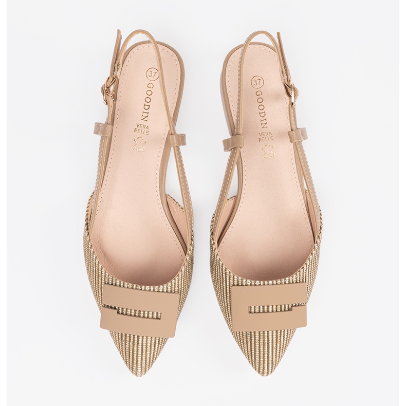 Goodin Taupe Sandalen mit offener Ferse beige 2