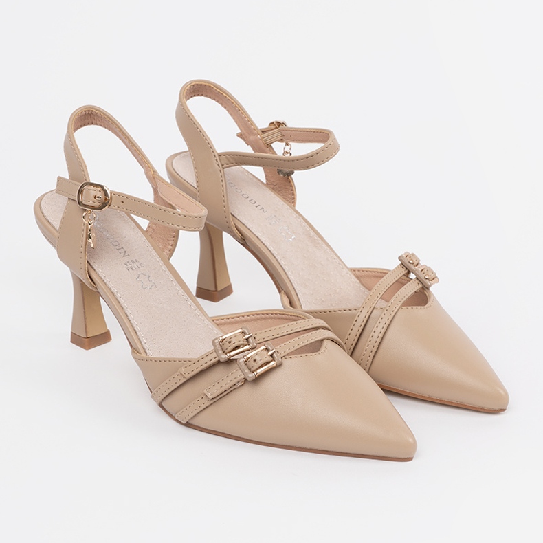Goodin Beige Pumps mit offenem Absatz 1