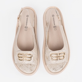 Goodin Flache Sandalen mit Taupe -Dekoration beige 2