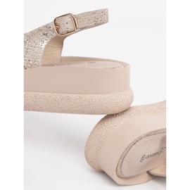 Goodin Flache Sandalen mit Taupe -Dekoration beige 1