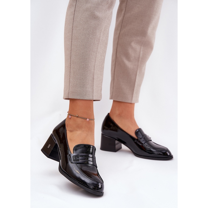 Lackierte Lederschuhe mit Vinceza 18105 Black High Heels schwarz 2