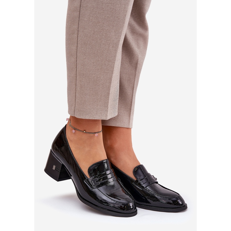 Lackierte Lederschuhe mit Vinceza 18105 Black High Heels schwarz 1