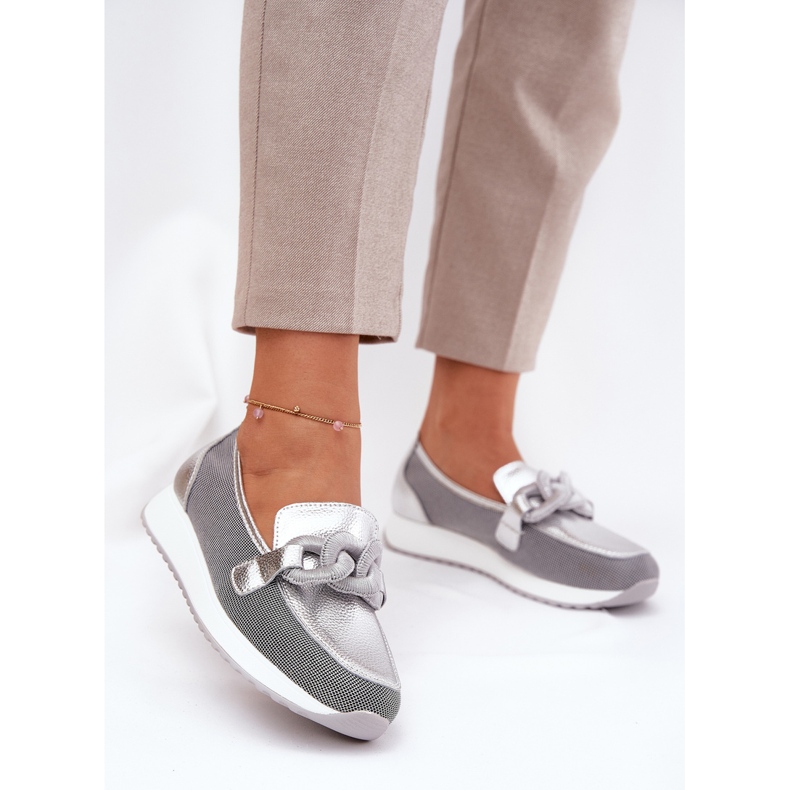 S.Barski Damenleder-Ladung mit einem Ornament LR51-966 Silber silber- 2