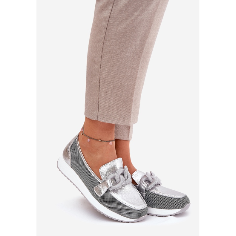 S.Barski Damenleder-Ladung mit einem Ornament LR51-966 Silber silber- 1