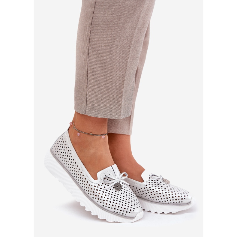 S.Barski Leder offene Frauenschuhe aus natürlichen Leder LR51-631 Silber 1
