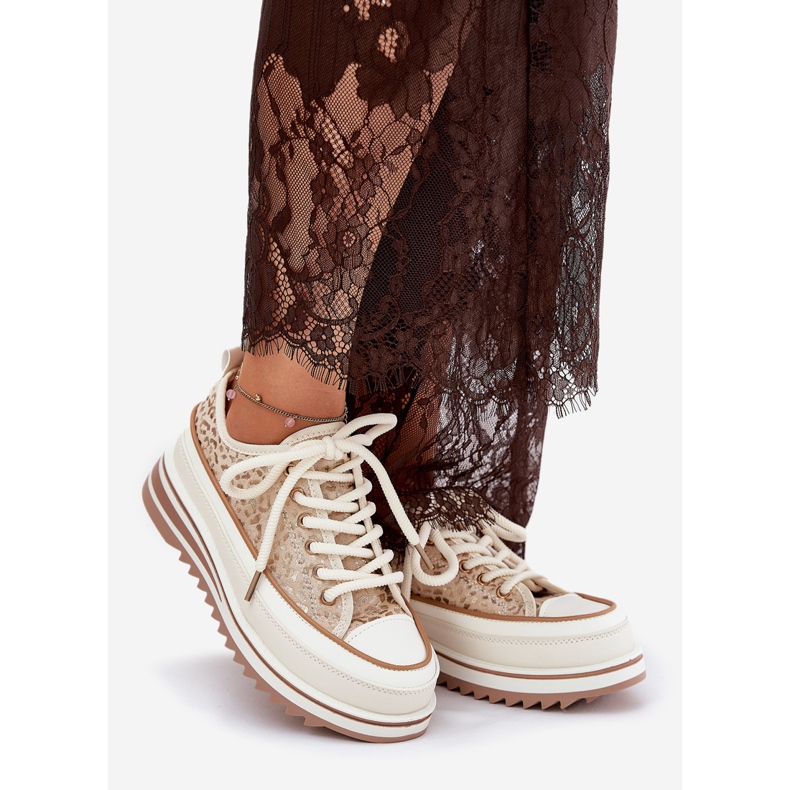 S.Barski Frauen-Sneaker auf einer massiven Plattform S. Barski BF51-101 Beige 1