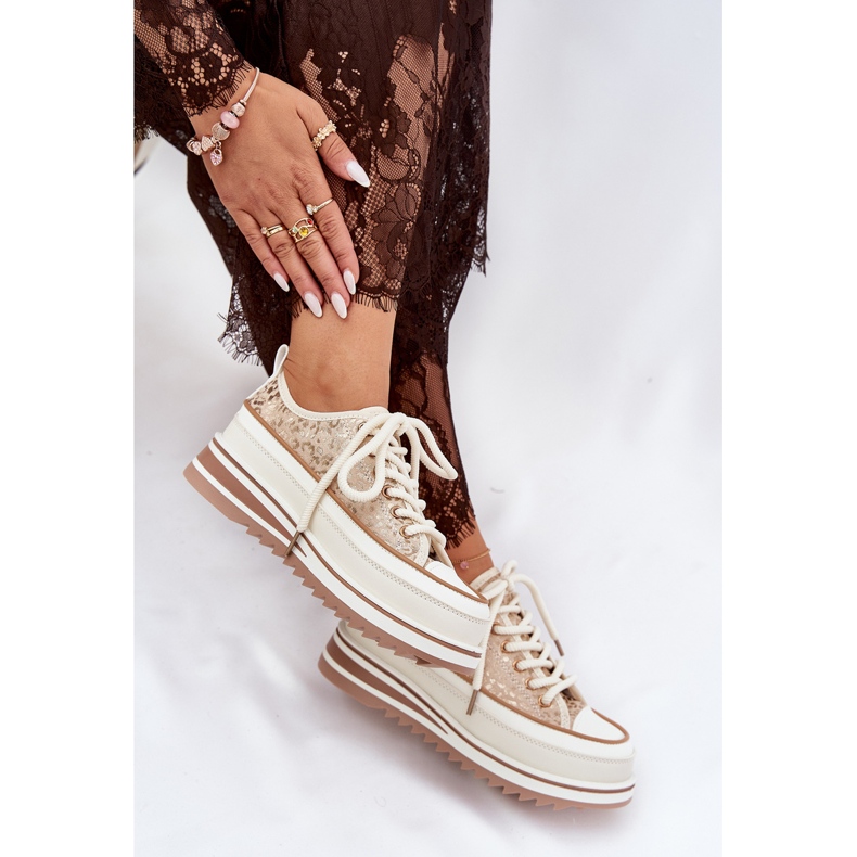 S.Barski Frauen-Sneaker auf einer massiven Plattform S. Barski BF51-101 Beige 2