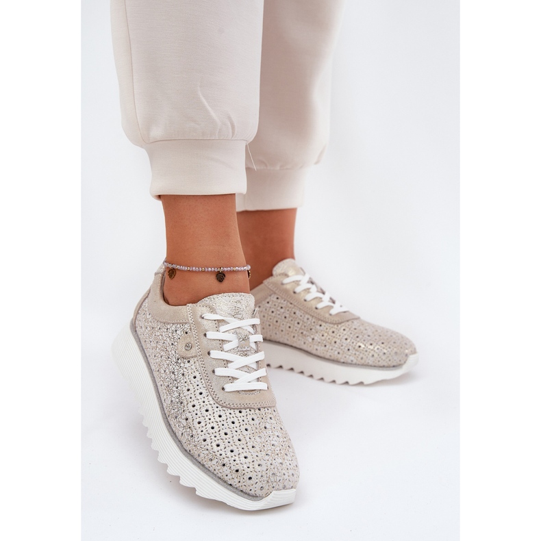 S.Barski Wildleder-Openwork-Sneaker auf der Zloty-Plattform LR51-927 golden 2