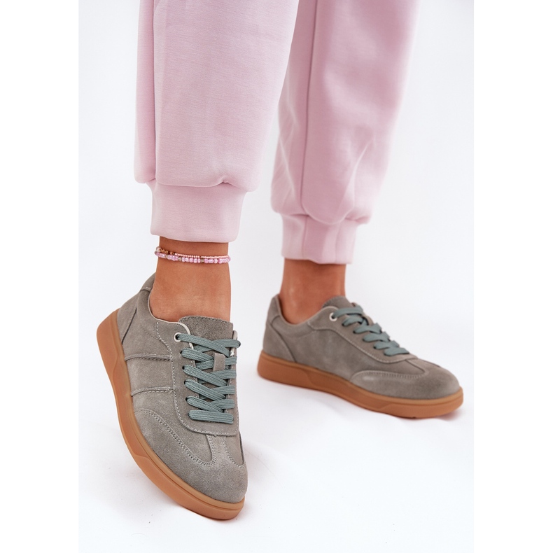 Evento Wildleder -Low -Turnschuhe Frauen grüne Paliana 2