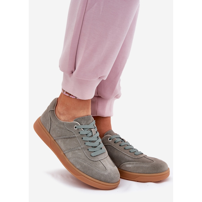 Evento Wildleder -Low -Turnschuhe Frauen grüne Paliana 1