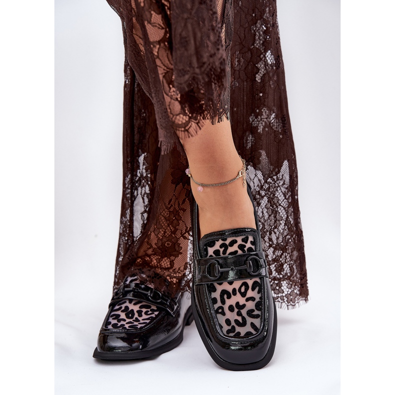 Leder -Lackierlaafer mit Vinceza Mesh 31931 Schwarz 2