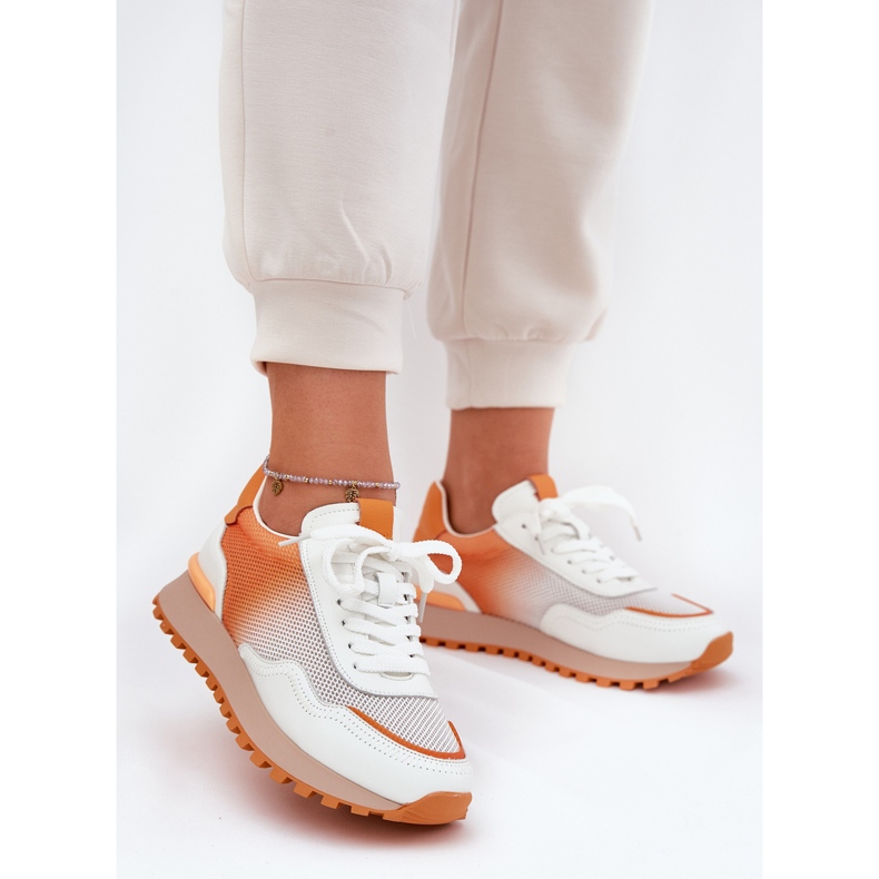 Ledersportschuhe mit Vinceza 66775 Frauennetz orange 2