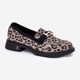 Wildleder -Moccasins Frauen Vinceza 66792 grauer Leopardendruck 4