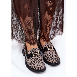 Wildleder -Moccasins Frauen Vinceza 66792 grauer Leopardendruck 3