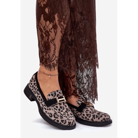 Wildleder -Moccasins Frauen Vinceza 66792 grauer Leopardendruck 1