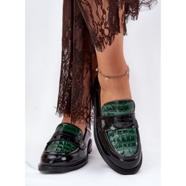 Lackiert Vinceza Damen-Leder-Moccasins 91125 grün-schwarz 3