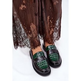 Lackiert Vinceza Damen-Leder-Moccasins 91125 grün-schwarz 5