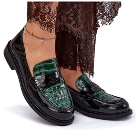 Lackiert Vinceza Damen-Leder-Moccasins 91125 grün-schwarz 8