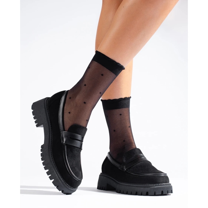 Schwarze Wildleder-Loafer von Shelovet für Damen 2