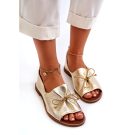 Frauen -Leder -Ballerinas Zazoo 2660/064 PLN golden 3