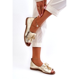 Frauen -Leder -Ballerinas Zazoo 2660/064 PLN golden 4