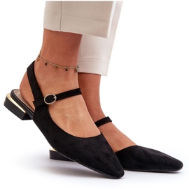 Ballerinas für Damen mit niedrigem Absatz und offenem Absatz Sergio Leone SK831 Schwarz 4