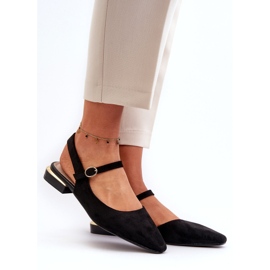 Ballerinas für Damen mit niedrigem Absatz und offenem Absatz Sergio Leone SK831 Schwarz 1