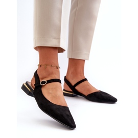 Ballerinas für Damen mit niedrigem Absatz und offenem Absatz Sergio Leone SK831 Schwarz 2