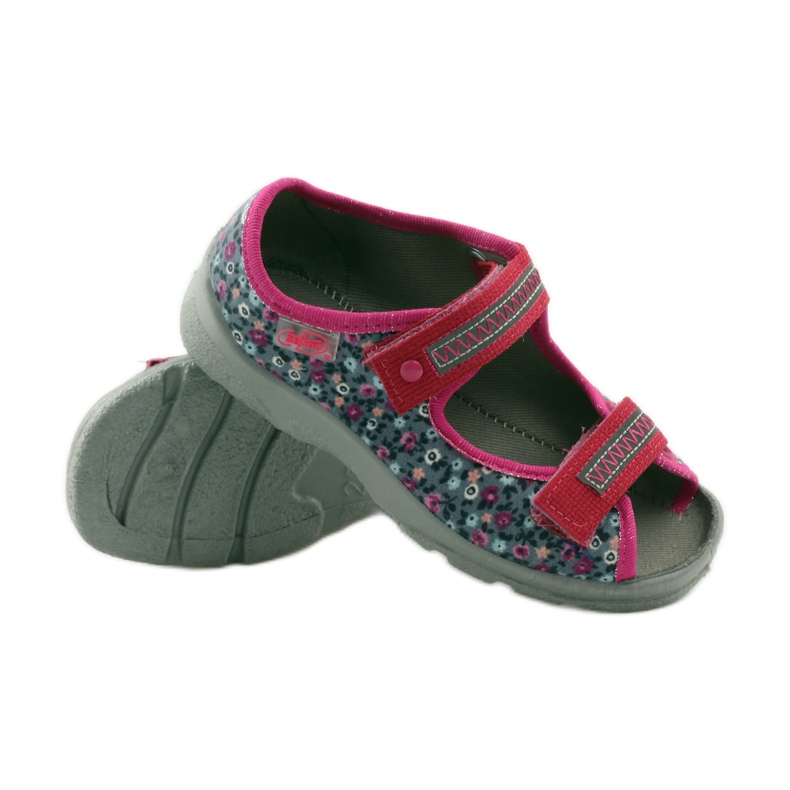 Mädchensandalen Befado 969x119 Wiese navy blau rosa grau 3