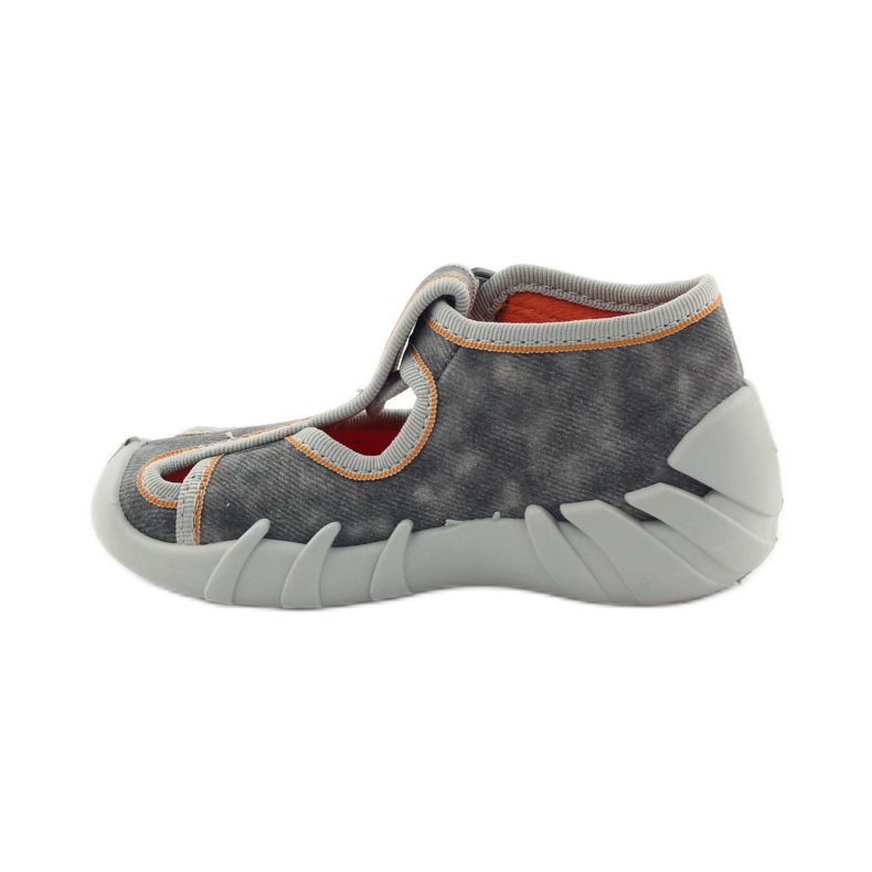Befado Kinderschuhe Hausschuhe 190p082 grau orange 2