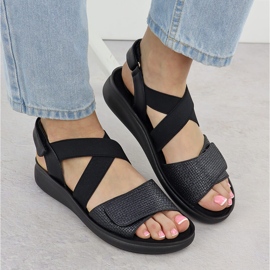 Frauen bequeme Sandalen für Klettverschlüsse Black Jezzi 24142 schwarz 5
