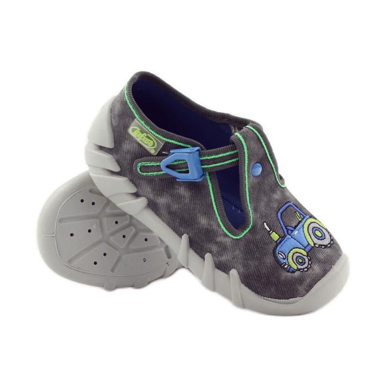 Hausschuhe für Jungen Befado 110p316 Traktor blau grau grün 3