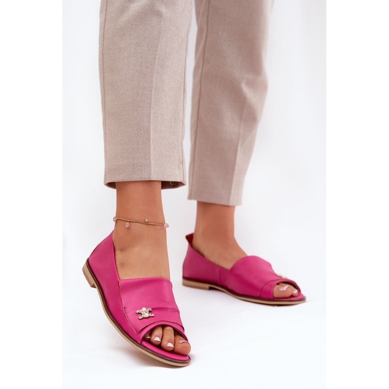 Leder elegante Ballerinas mit nackten Fingern Zazoo 1865 Fuchsia rosa 2