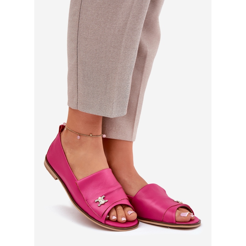 Leder elegante Ballerinas mit nackten Fingern Zazoo 1865 Fuchsia rosa 1