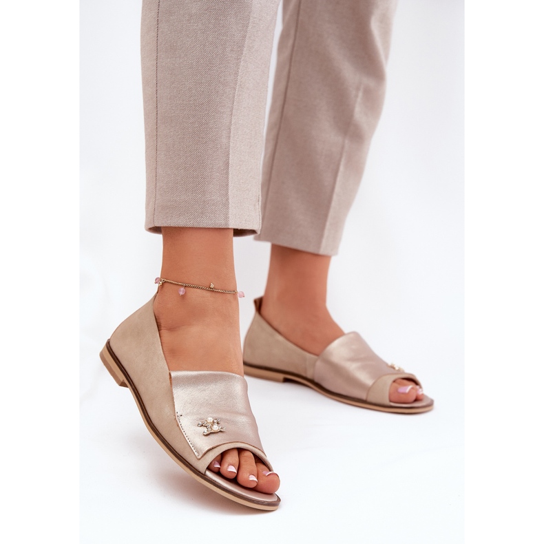 Leder elegante Ballerinas mit nackten Fingern Zazoo 1865 Beige 2