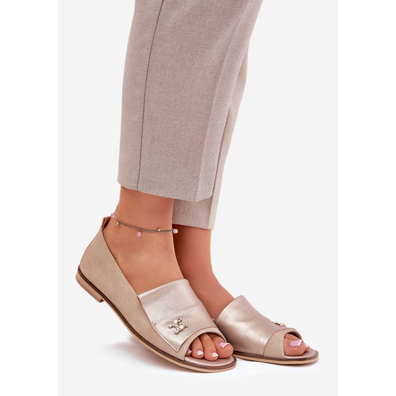 Leder elegante Ballerinas mit nackten Fingern Zazoo 1865 Beige 1