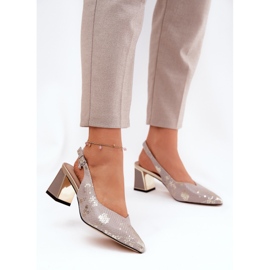 Frauen Ledersandalen auf der Säule mit hoher Werkzeuge Vinceza 66733 Gold und Silber 2