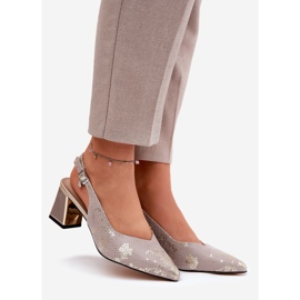 Frauen Ledersandalen auf der Säule mit hoher Werkzeuge Vinceza 66733 Gold und Silber 1