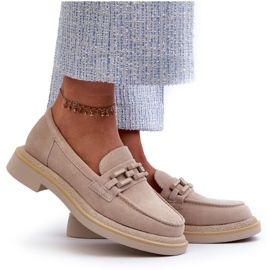 S.Barski Mit flach haspeleiche Lederlaafer von Frauen mit Dekoration TW101 Leicht Beige 4