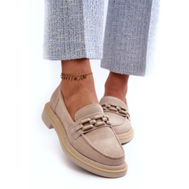 S.Barski Mit flach haspeleiche Lederlaafer von Frauen mit Dekoration TW101 Leicht Beige 2